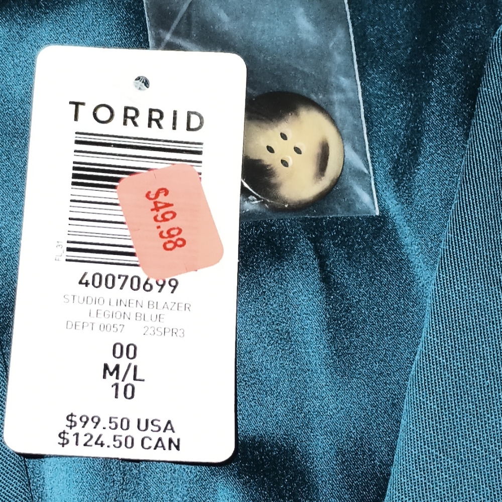 Torrid Studio Linen‎ Legion Blue Blazer 00 M/L 10 - Picture 5 of 13